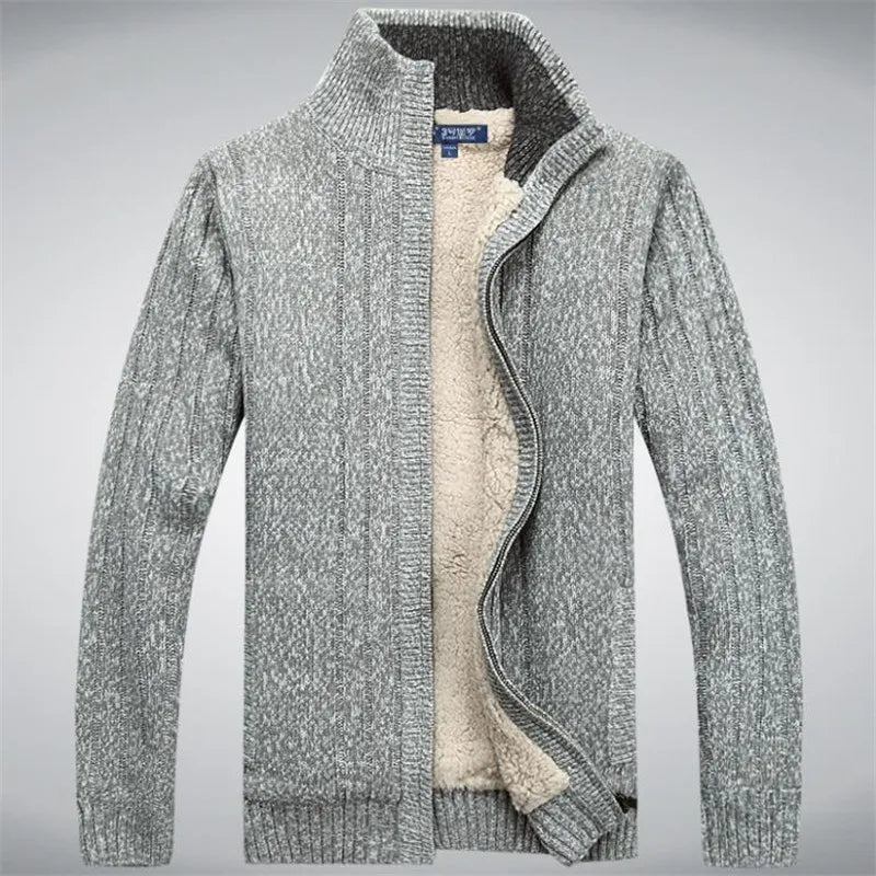 Men Sweaters Winter Warm Fleece Knitted Sweater Autumn Jackets Cardigan Coats Male Clothing Casual Knitwear