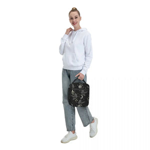 Crow Moon Insulated Lunch Bag for Camping Travel Halloween Spooky Witch Portable Thermal Cooler Bento Box Women Kids - www.sixcolors.us