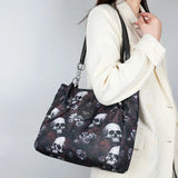 Large Capacity Printed Skeleton Tote Bag Multifunctional Shopping Bags Gothic Style Bag Oxford Cloth Fashion Halloween Handbag - www.sixcolors.us