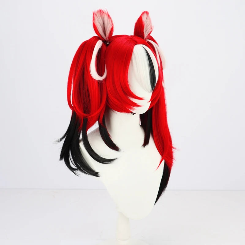 Hololive VTuber Hakos Baelz Cosplay Wig with Ears Halloween Anime Wigs + Wig Cap - www.sixcolors.us