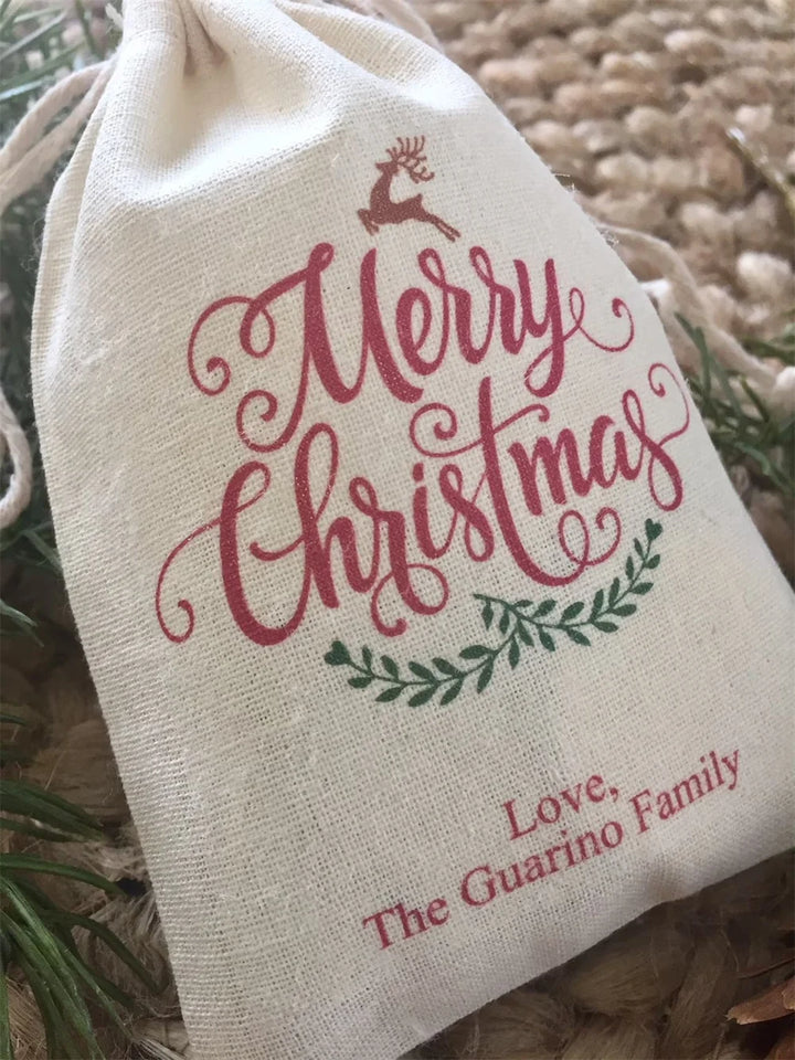 25PCS Personalized Christmas Favor Bags / Holiday Gift Bags (Item 1702A) - www.sixcolors.us