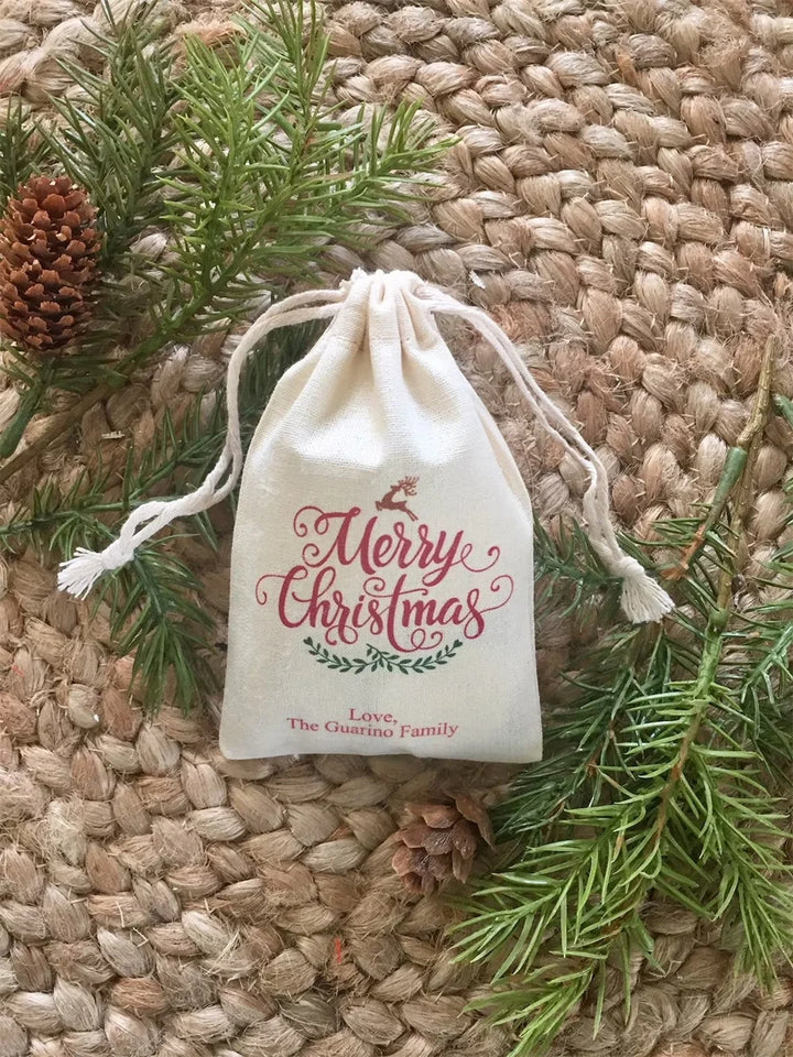 25PCS Personalized Christmas Favor Bags / Holiday Gift Bags (Item 1702A) - www.sixcolors.us