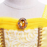 Disney Belle Princess Dress for Girl Kids Floral Ball Gown Child Cosplay Bella Beauty and The Beast Costume Halloween Party - www.sixcolors.us