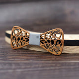 SOMESOOR Classic Floral Wood Bow Ties Engraved Hollow Butterflies Natural Wooden Bowknots Wedding Suit Accessories For Men Gifts