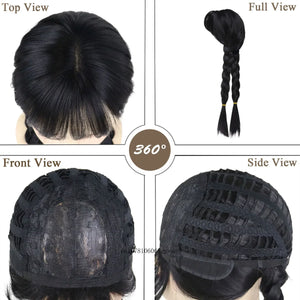 Halloween Cosplay Wigs Synthetic Long Braided Black Pigtail Wig for Women Anime Costume Wig Carnival Dress Up Party Daily Use - www.sixcolors.us