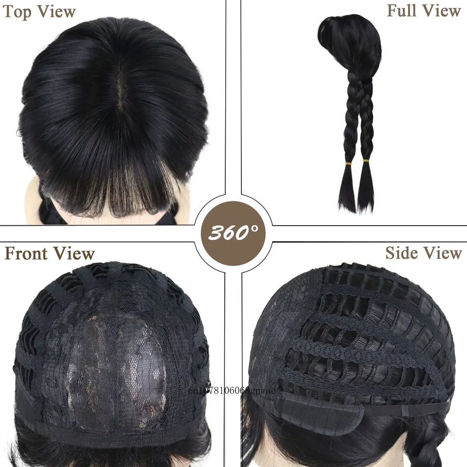 Halloween Cosplay Wigs Synthetic Long Braided Black Pigtail Wig for Women Anime Costume Wig Carnival Dress Up Party Daily Use - www.sixcolors.us