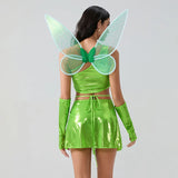 New Women Halloween Fairy Costume Deluxe Tank Tops Panty Skirt Arm Sleeves With Fairy Wings Cosplay Party Outfits S M L - www.sixcolors.us