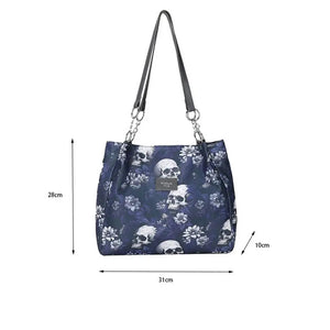 Large Capacity Printed Skeleton Tote Bag Multifunctional Shopping Bags Gothic Style Bag Oxford Cloth Fashion Halloween Handbag - www.sixcolors.us