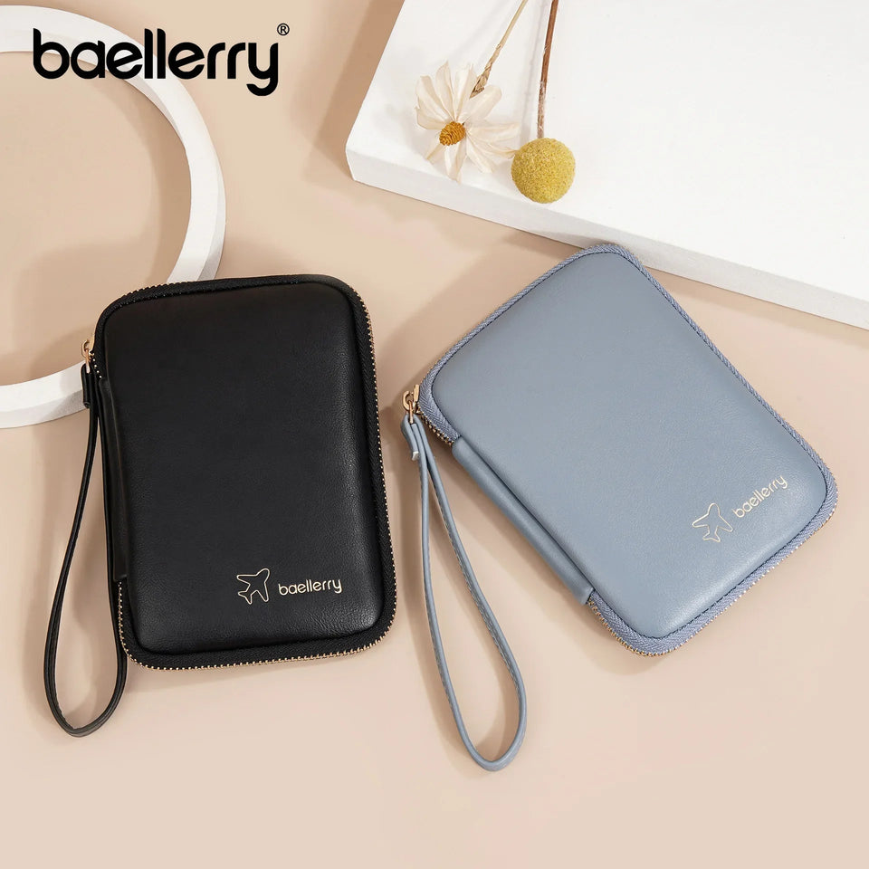 Unisex PU Leather Passport Holder Covers Case Travel Card Wallet Phone Box Money Coin Bag Wristlet Passport Cover for Women/Men