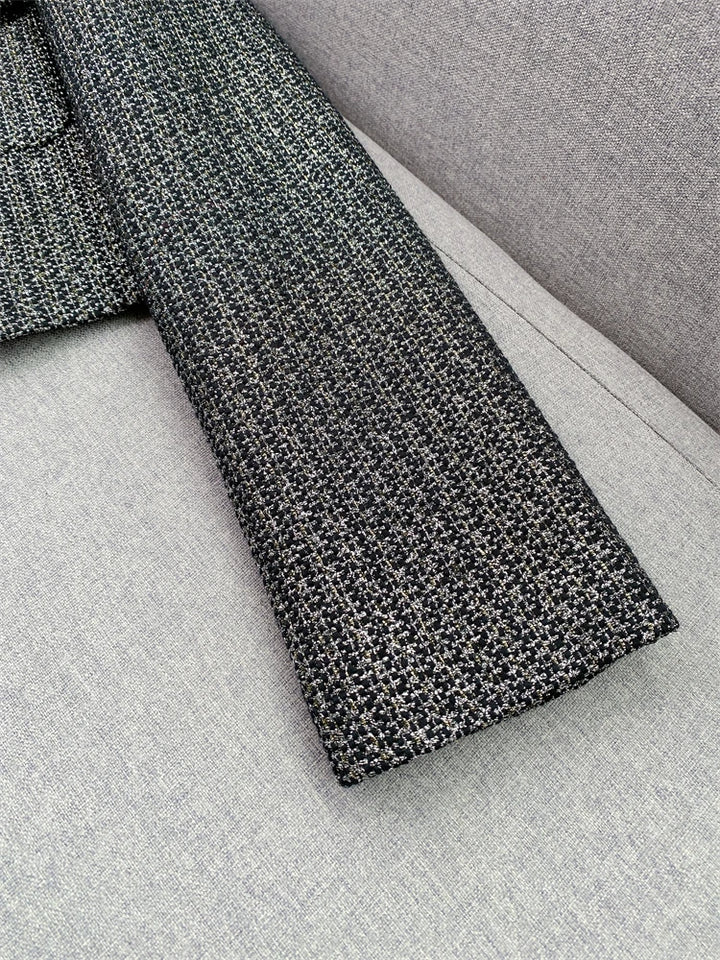 New 2024 High Quality Women Skirt Suit Cropped Tweed Jacket and Short Skirt Buttons Fastening Mini A-Line Elegant High Street SP
