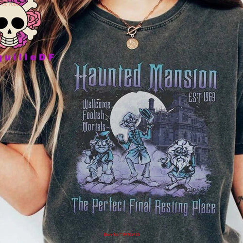 Foolish Mortal T Shirt Horror Movie Hitchhiking Ghosts Halloween Trip Haunted Mansion Vintage Retro Groom Bride - www.sixcolors.us