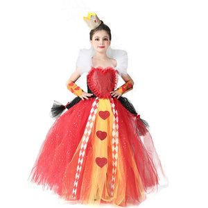 Kids Girl The Red Queen Halloween Cosplay TUTU Dress Party Carnival Princess Clothing Alice in Wonderland Christmas 2-10T - www.sixcolors.us