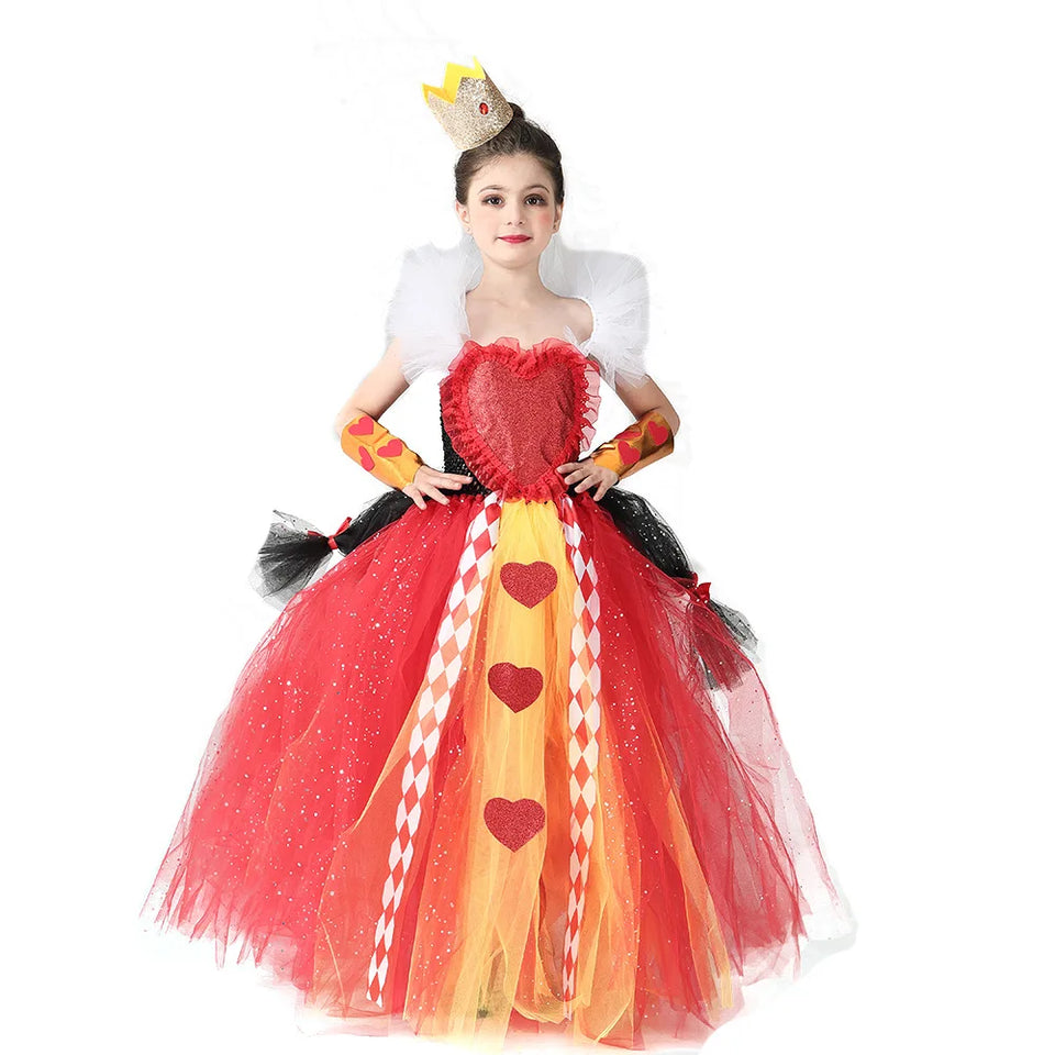 Kids Girl The Red Queen Halloween Cosplay TUTU Dress Party Carnival Princess Clothing Alice in Wonderland Christmas 2-10T - www.sixcolors.us
