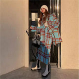 Checkered Suit Jacket for Women's Autumn/Winter 2024 Hong Kong Style Retro Small Fragrant Half Skirt Two-piece Set Trendy Trendy