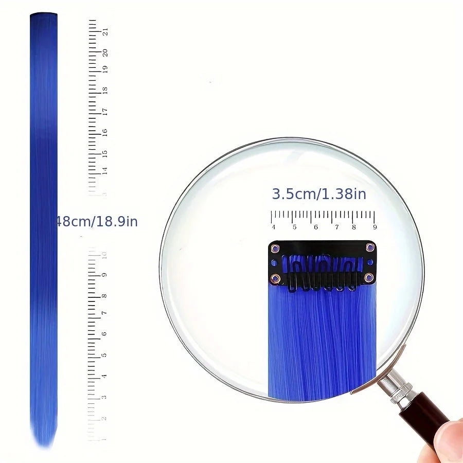 12pcs Colorful Clip In Straight Hair Girls 18 Inch Y2K Multi-Color Straight Hair Hairpieces For Party Halloween Cosplay Hair - www.sixcolors.us