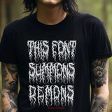 Black Metal FonT T Shirt Goth Clothing Halloween Funny Emo Clothes Occult Dark Humor Band long or short sleeves - www.sixcolors.us