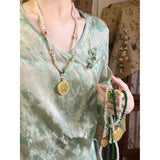 New Chinese Style Retro Women's Horse-Face Skirt Sweater Chain Beaded