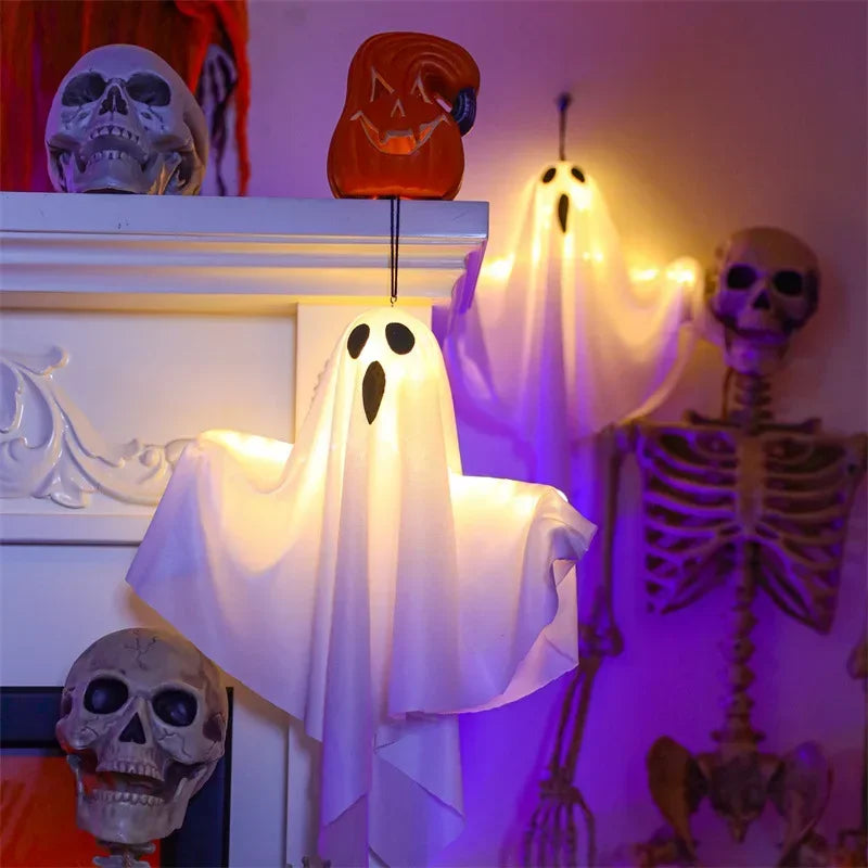 2024 LED Glow Ghost Party Halloween Decoration for Home Indoor Outdoor Haunted House Bar Hanging Horror Props with Lights - www.sixcolors.us