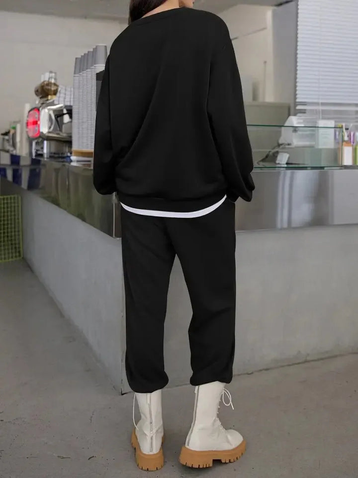Halloween Fashion Women's Sports 2 piece set,comfortable crew neck long sleeve top and pants, letter pattern women's sports suit - www.sixcolors.us