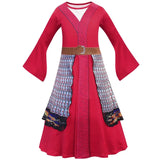 Girls Mulan Dress Halloween Princess Costumes for Girls Mulan Wig Chinese Traditional Dress Red Gown Children Hua Mulan Sword - www.sixcolors.us