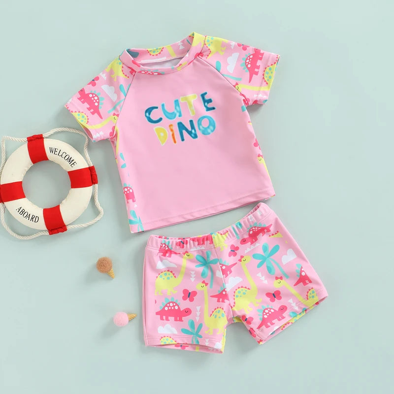 Girl s Two-Piece Floral Print Swimsuit Baby Toddler Kid Girl Ruffle Sleeve Tops Bottoms Set with Bow Detail