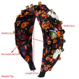 Hot Sale New Halloween Fashion Printing Fabric Diamond Resin Geometric Headband Trend Hair Accessories - www.sixcolors.us