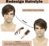Mens Brown Wig Straight Short Mens Wig Realistic Natural Male Side Part Wigs for Halloween Men Man - www.sixcolors.us