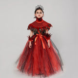 Baby Girls Gothic Demon Queen Vampire Role Playing Clothing Kid Spider Witch Tutu Long Dress Children Halloween Cosplay Costume - www.sixcolors.us