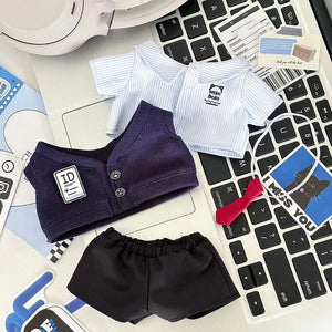 Camisole Skirt Preppy Cotton Doll‘s Clothes Tulip Plaid Idol Plush Doll Clothes Pearl Bow Knot 20cm Cotton Doll Outfit Kids