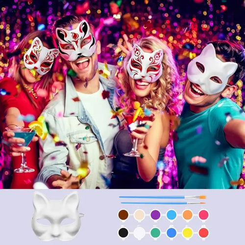 Cat Masques To Paint Blank Animal Dress Up Masques Half Face Cover Craft Masque Costume Accessories For Halloween Masquerade - www.sixcolors.us