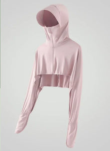 UV Protective Yoga Jacket Outdoor 2024 Sport With Hat Women Running Sunscreen Clothing Sun Protection Cycling Climbing Crop Coat - www.sixcolors.us