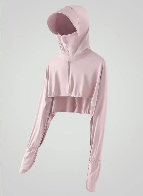 UV Protective Yoga Jacket Outdoor 2024 Sport With Hat Women Running Sunscreen Clothing Sun Protection Cycling Climbing Crop Coat - www.sixcolors.us