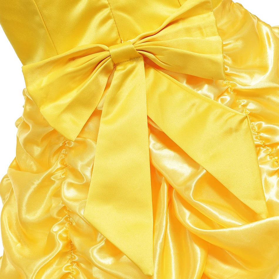 2-10T Belle Princess Dress Baby Beauty and Beast Halloween Disguise Summer Dinner Cosplay Sleeveless Long Gown Vestidos Costume - www.sixcolors.us