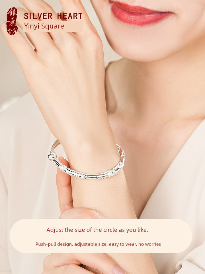 Women's Colorful Solid Birthday Gift Silver Bracelet