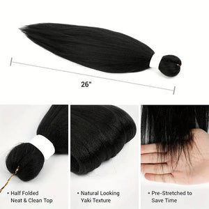 26inch long Yaki Straight Jumbo EZ Braiding Hair Extensions Synthetic Fiber Crochet Twist Braids DIY halloween cosplay women wig - www.sixcolors.us