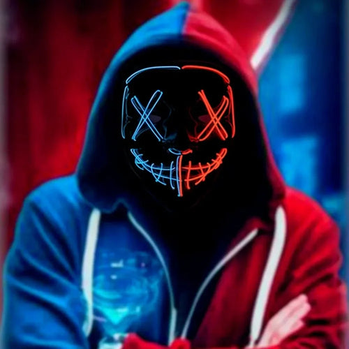 Cosmask Halloween Neon Mask Led Mask Masque Masquerade Party Masks Light Glow In The Dark Funny Masks Cosplay Costume Supplies - www.sixcolors.us
