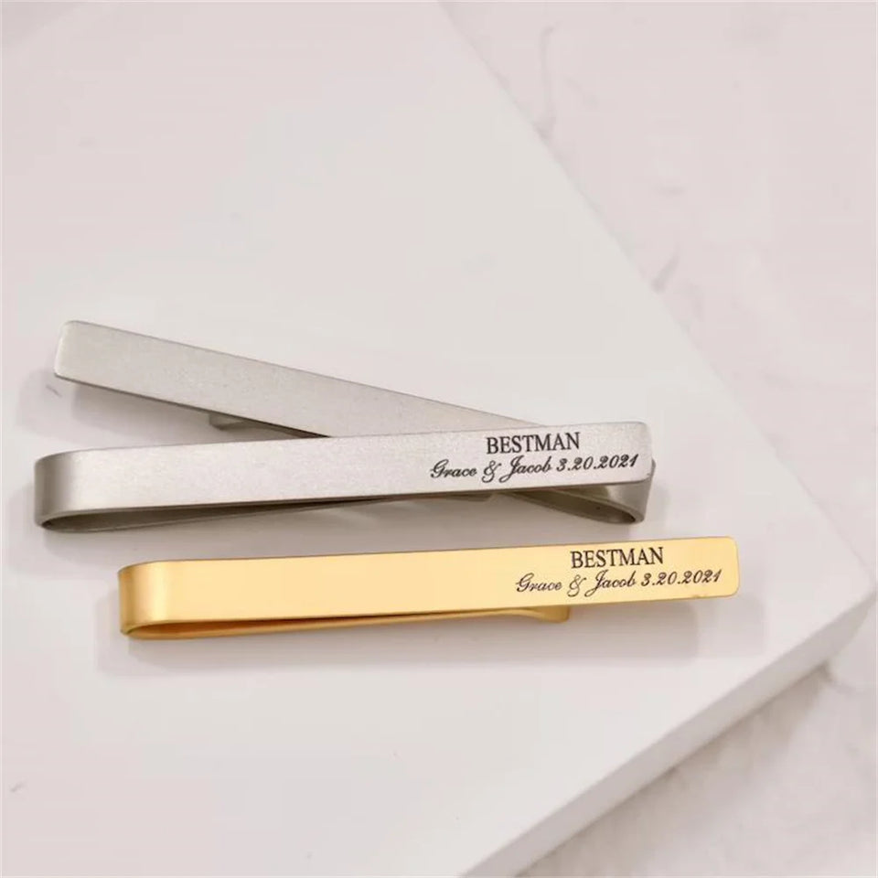 Stainless Steel Customized Name Tie Clip For Men Personalized Custom Engraving Names Accessories Jewelry Valentines‘s Gifts