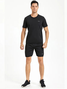 Sauna Sweat Suits Shirt Shorts Waist Trainer for Men Compression Vest Workout Gym Clothes Sweat Enhancer Short Sleeve Jacket - www.sixcolors.us