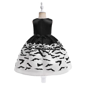Halloween Black Bat Printed Costumes for Girls Carnival Cosplay Wedding Birthday Princess Party Dresses Christmas Kids Clothing - www.sixcolors.us