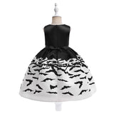 Halloween Black Bat Printed Costumes for Girls Carnival Cosplay Wedding Birthday Princess Party Dresses Christmas Kids Clothing - www.sixcolors.us
