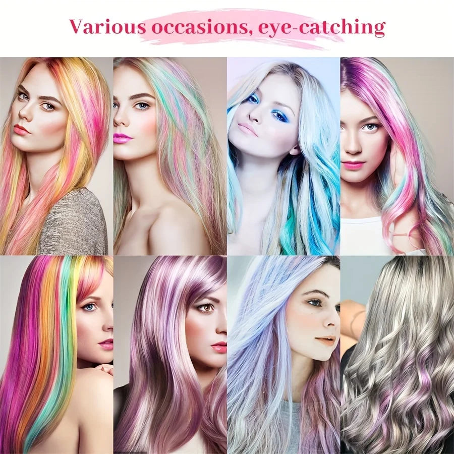 12pcs Colorful Clip In Straight Hair Girls 18 Inch Y2K Multi-Color Straight Hair Hairpieces For Party Halloween Cosplay Hair - www.sixcolors.us