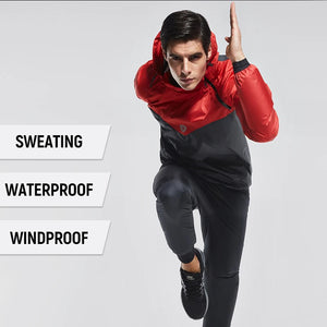 VANSYDICAL Running Jacket Men Pullover Hooded Long Sleeve Sportswear Gym Fitness Training Weight Loss Sweating Sauna Sport Shirt
