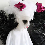 Halloween Hanging Decorative Skull Bride and Groom Wreath Scary Haunted House Prop for Indoor Outdoor Holiday Ornaments - www.sixcolors.us