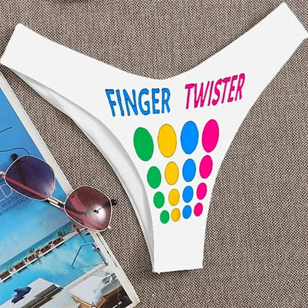 Custom Panty Thong Lingerie Photo Finger Twister Personalise Thong Panties Reversible With Your Words Printed Sexy Funny Gift - www.sixcolors.us