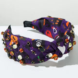 Hot Sale New Halloween Fashion Printing Fabric Diamond Resin Geometric Headband Trend Hair Accessories - www.sixcolors.us