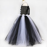 Halloween Skeleton Costume for Kids Girls Day of The Dead Carnival Dress Black White Scary Monster Devil Ghost Reaper Tutu Dress - www.sixcolors.us