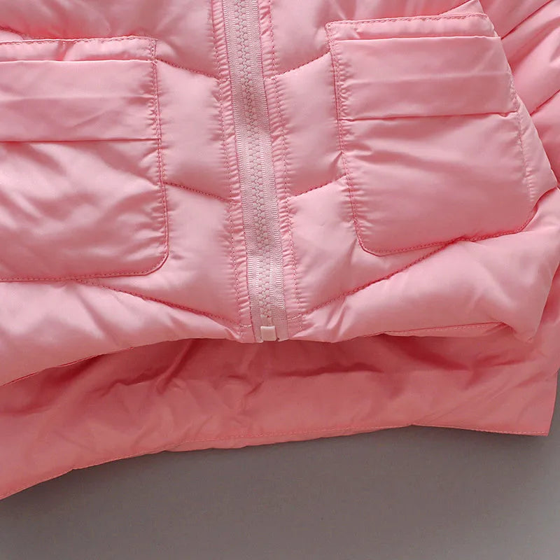 Winter Baby Down Jacket Windproof Hooded Kids Cotton Padded Fashion Costume Warm Girls Clothes Children's Overalls 0 To 3Y