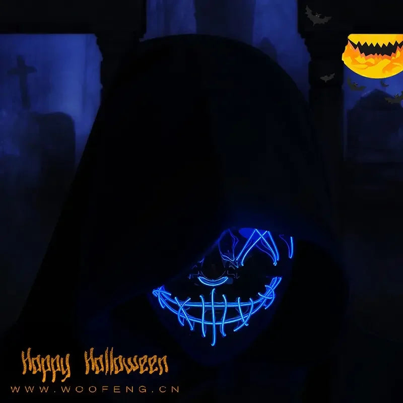 Cosmask Halloween Neon Mask Led Mask Masque Masquerade Party Masks Light Glow In The Dark Funny Masks Cosplay Costume Supplies - www.sixcolors.us