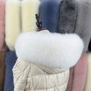 Super Large Real Fox Fur Collar For Coat Hood Decor Winter Warm Fur Scarf For Women Coat Jacket Fur Shawl Luxury 18-20cm Width