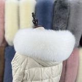 Super Large Real Fox Fur Collar For Coat Hood Decor Winter Warm Fur Scarf For Women Coat Jacket Fur Shawl Luxury 18-20cm Width